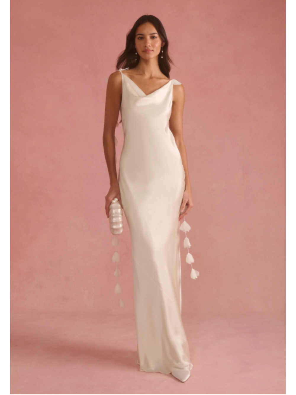 Women's o.p.t Maxi Dress Size S Ivory White Floral Detail Satin
